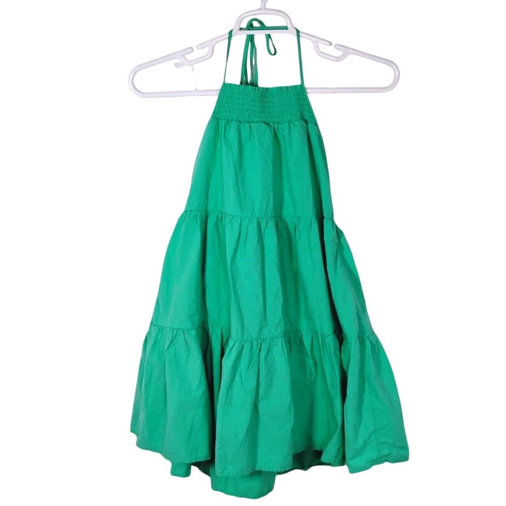 American Eagle Dress Womens Sm Green Tiered Cotton Boho NWT Halter Pockets